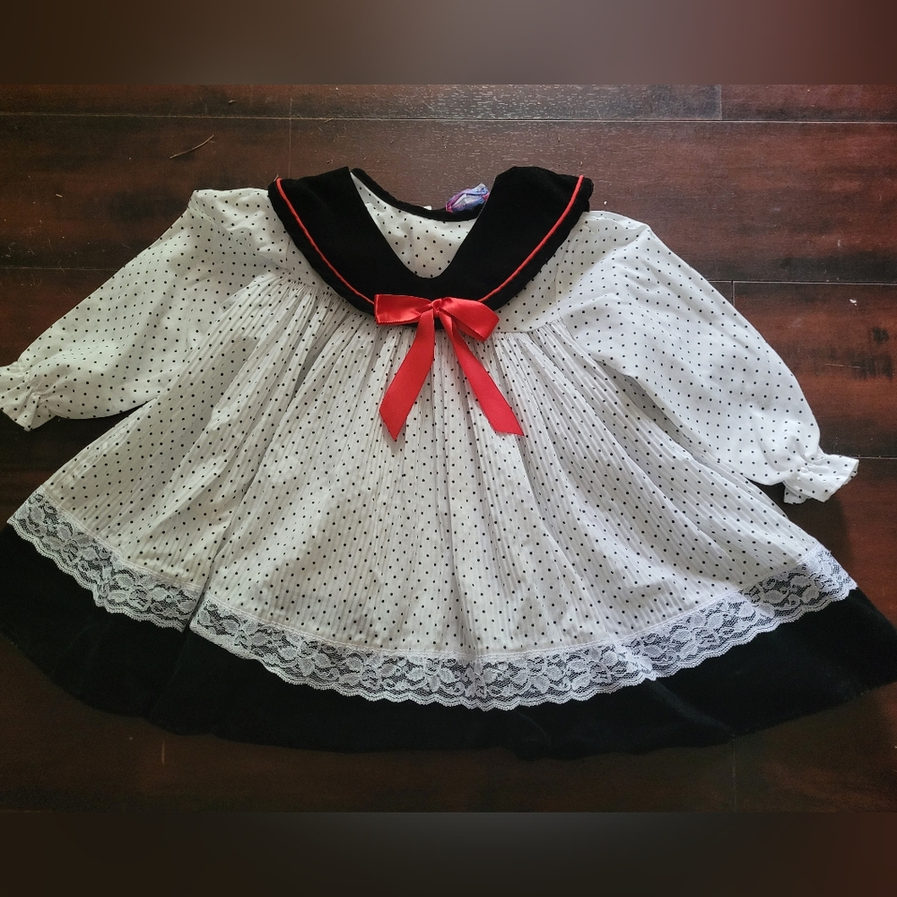 Vintage Roanna Baby Girls Polka Dot Pleated  Dress  Size 3T?